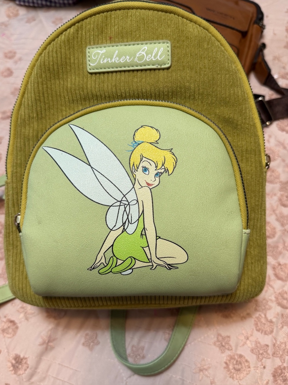 Bioworld Disney Peter Pan Tinker Bell Green Corduroy Mini Backpack